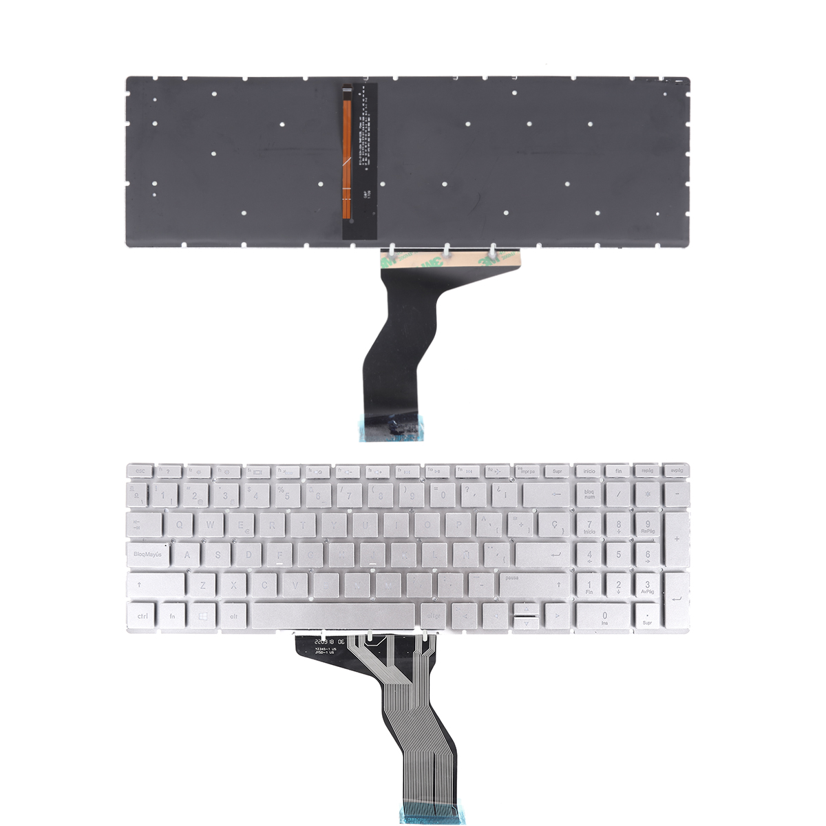 Picture of New Replacement Laptop Keyboard For HP Pavilion 15-BS Silver （Backlit,Without FRAME,Small Enter,WIN8）OEM SP Layout